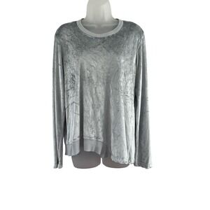 Wilt Sweater Womens Medium Gray Crushed Velvet Long Sleeve Pullover Made USA Top